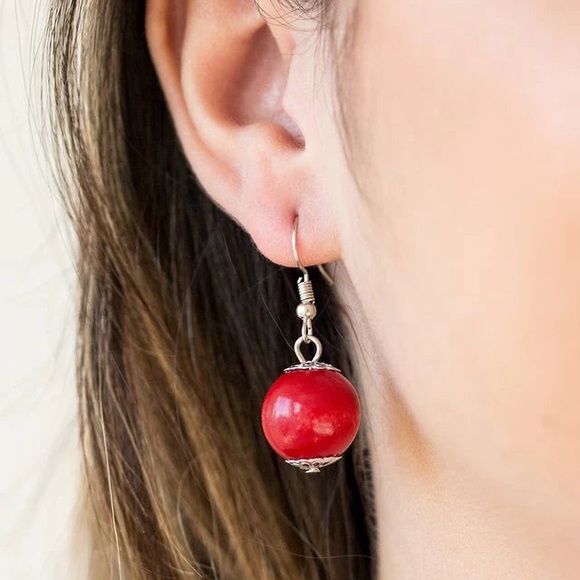 Red WOOD necklace and earrings -paparazzi 119b - Picture 2 of 4
